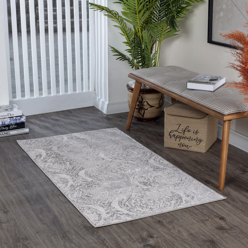 Beige Traditional Rug, Floral Easy to Clean Rug For Living Room, Dining Room, Bedroom, Kitchen, Rectangle 200 x 275 cm
