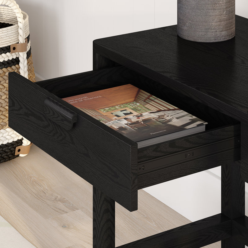 Nev 48" Wide Rectangular Desk in Grain, Black