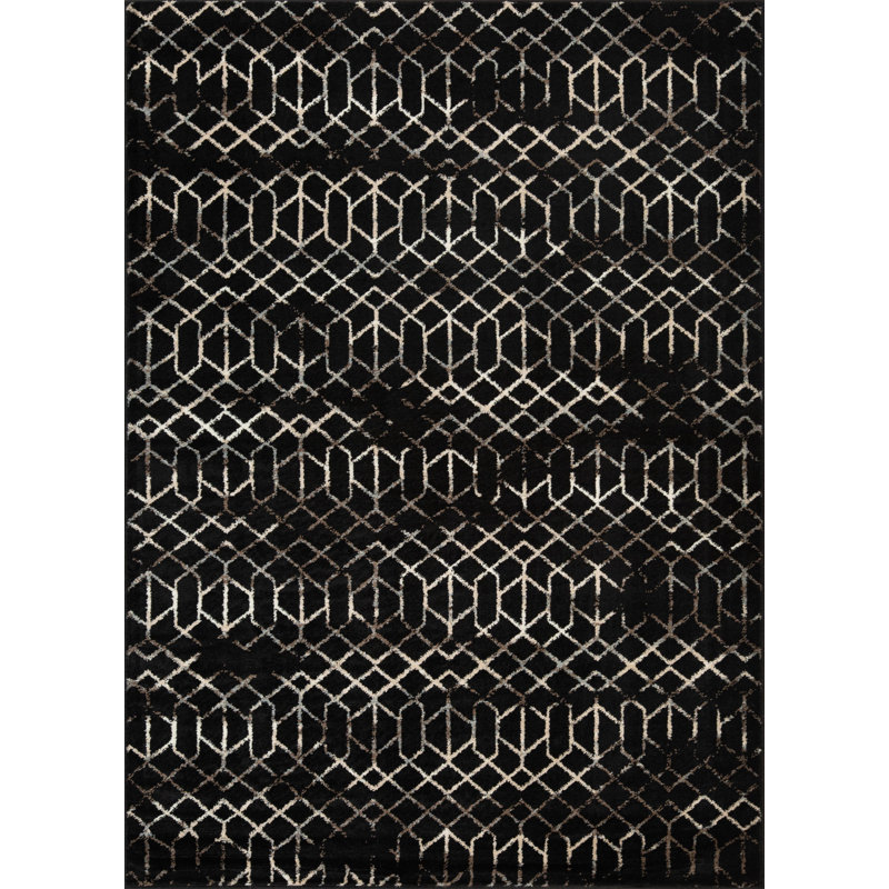 Tapis noir / beige L'Baiet Aria, Rectangle 8 pi x 10 pi