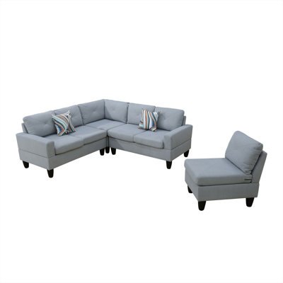 Modern L Shape Home Furniture 4-Piece Sectional Sofa