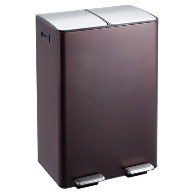 Poubelle de recyclage à double compartiment en acier inoxydable 16 gallons à double poubelle pour cuisine