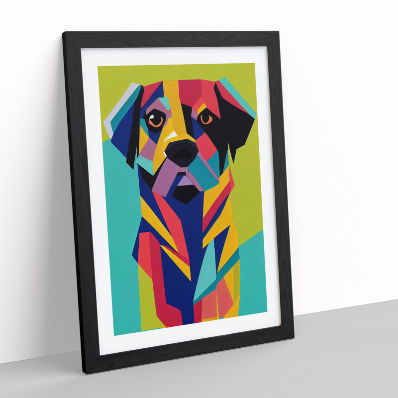 XV1022-251X Abstract Dog No.1 - Single Picture Frame Print, Black, 64cm H x 46cm W