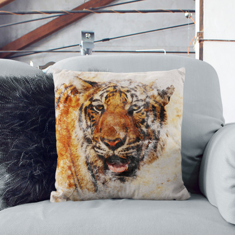 Tiger Vol.7 Scatter Cushion, White, 40cm H x 40cm W x 15cm D