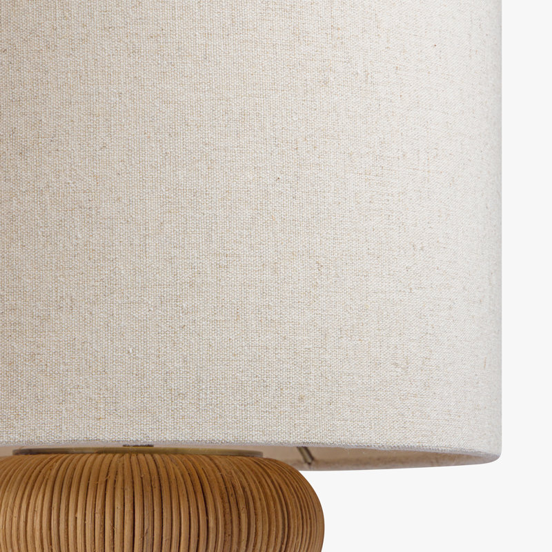 Lampe de table en rotin avec abat-jour en lin Sandia, H 21,13 po x l 14,19 po x P 14,19 po