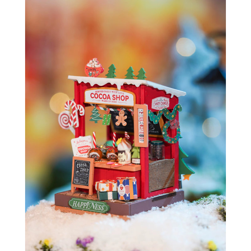 Miniature Cocoa Shop Kit For DIY Decoration - Christmas Fireplace Craft Kit For Adults, Perfect Holiday Gift