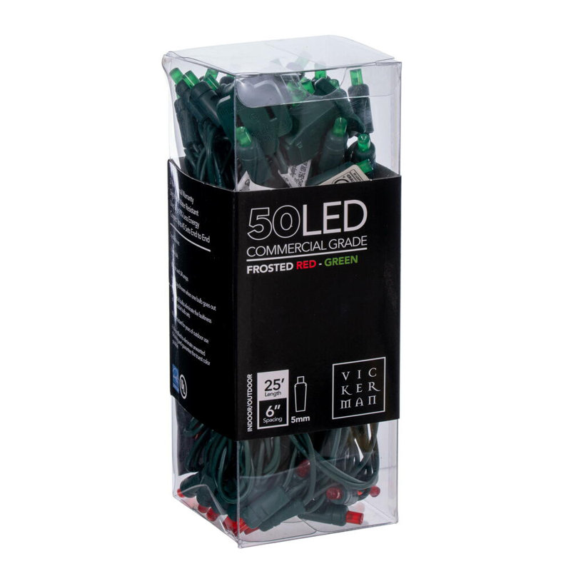 50 Frosted Red-Green Wide Angle Single Mold End-Connecting LED Light Set