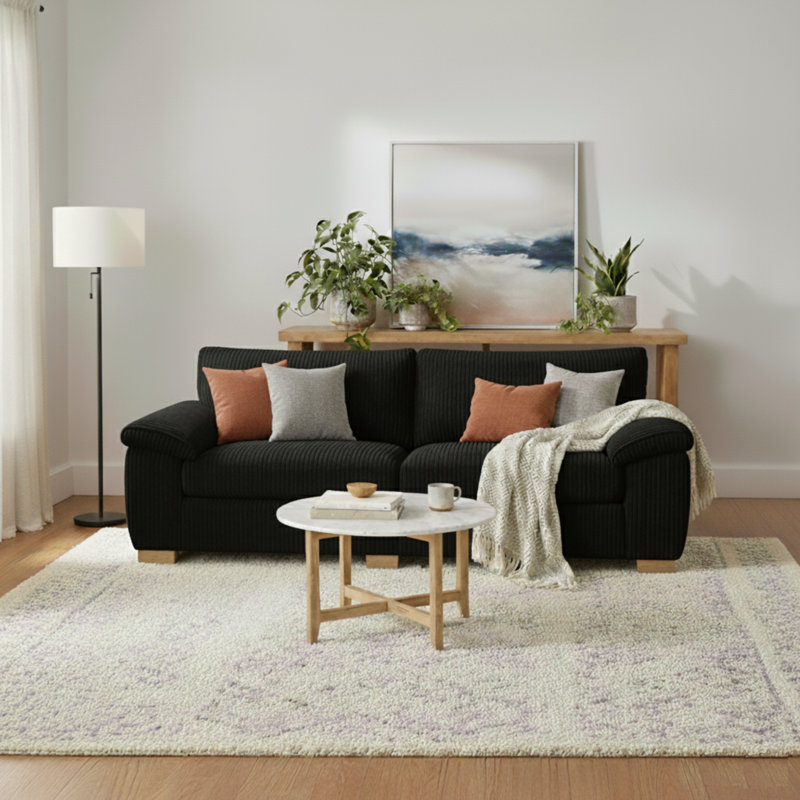 2 Seater Corduroy Sofa, Black