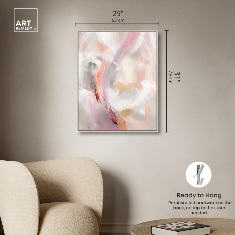 «Soft Swirls II», reproduction sur toile par Art Remedy, H 31 po x l 25 po, Cadre argenté
