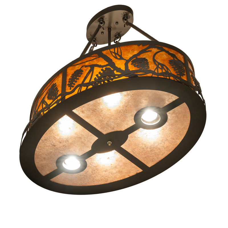 26" Long Pinecone Oblong Inverted Pendant
