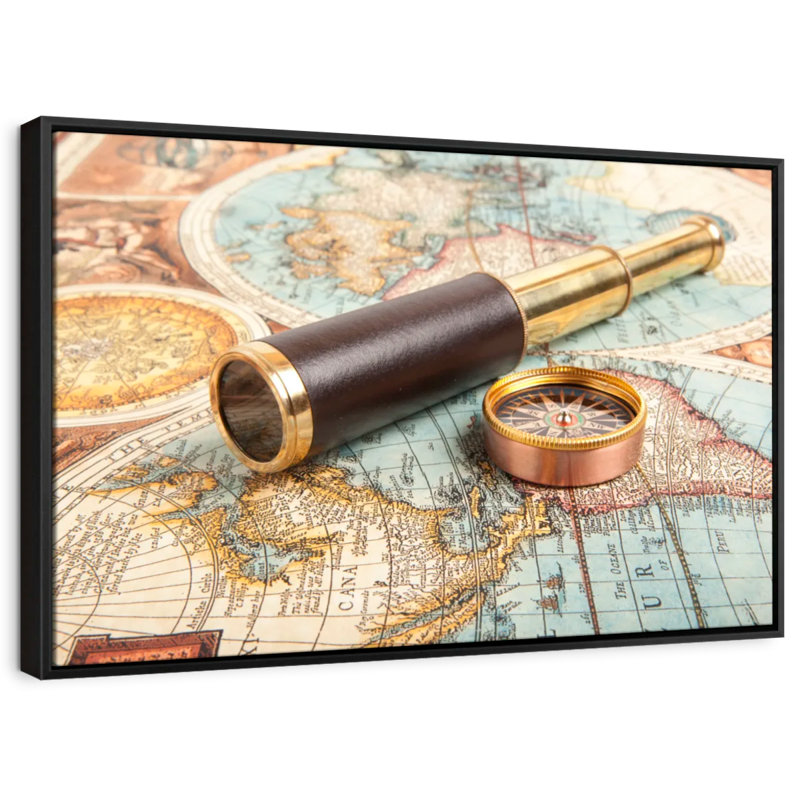 " Spyglass And Compass Canvas Print ", 9" H x 13" W