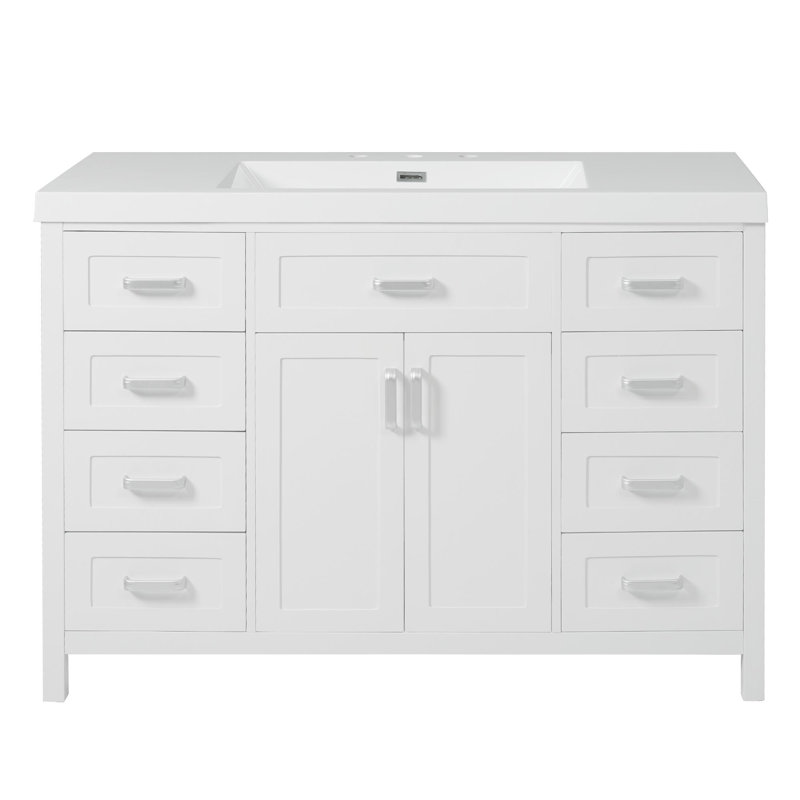 Meuble-lavabo 48 po avec lavabo en résine, Blanc