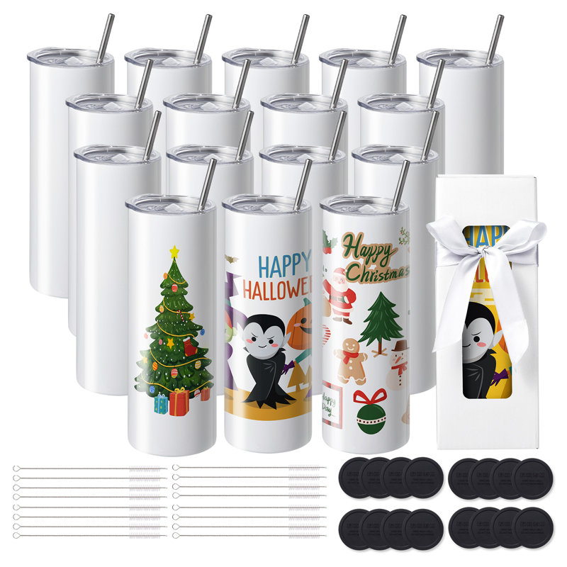 VEVOR 20ml Double Wall Insulated Stainless Steel Water Bottle with Straw