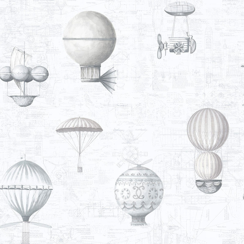 Steampunk Balloons 10m x 53cm Roll, White