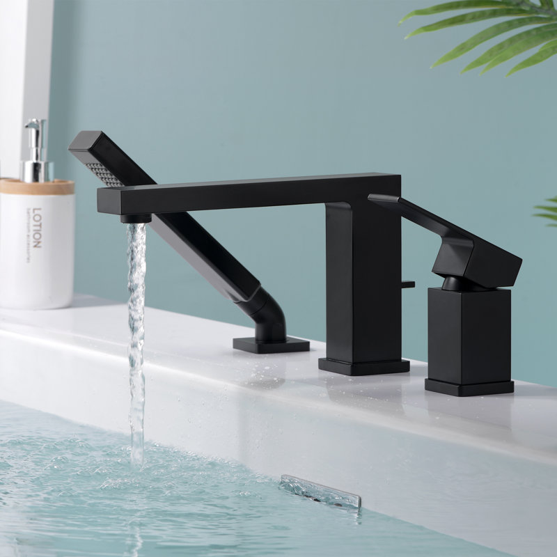 Single Handle Deck Mounted Roman Tub Faucet, Matte Black