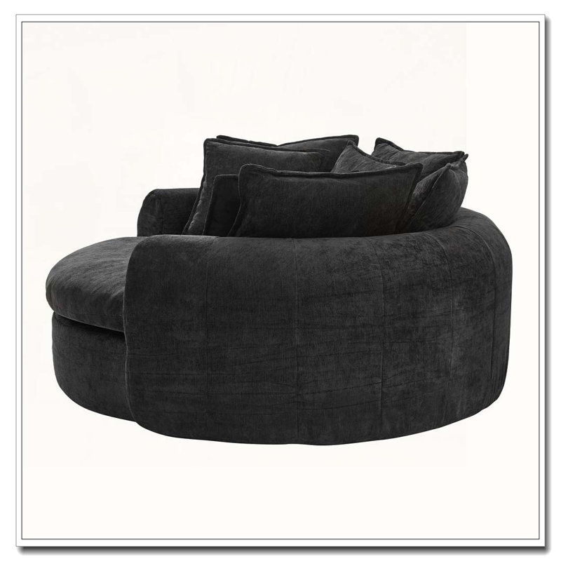 Fauteuil d'appoint rembourré en tissu chenille, Noir