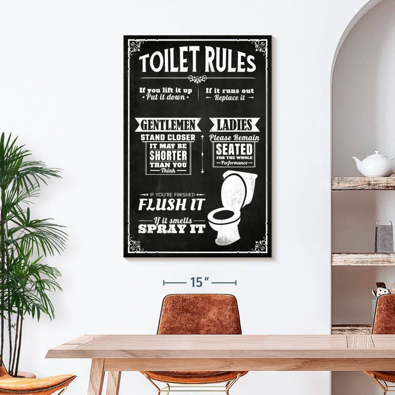 " His And Hers Bathroom Rules " by NoirFontistry, 45" H x 30" W x 1.25" D
