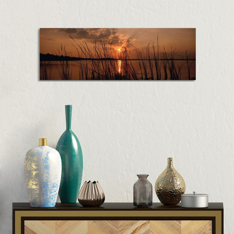 Sunset Over A Lake, Lake Travis, Austin, Texas - Wrapped Canvas Panoramic Print, 30.48 cm H x 91.44 cm W x 1.91 cm D