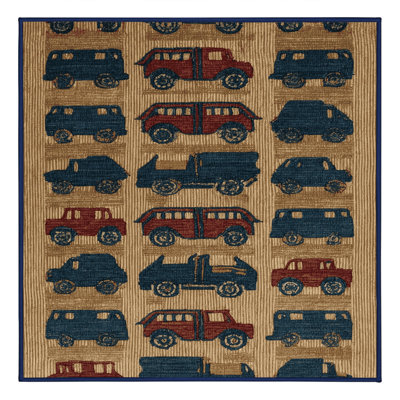 Machine Washable Transportation Purple Area Rug