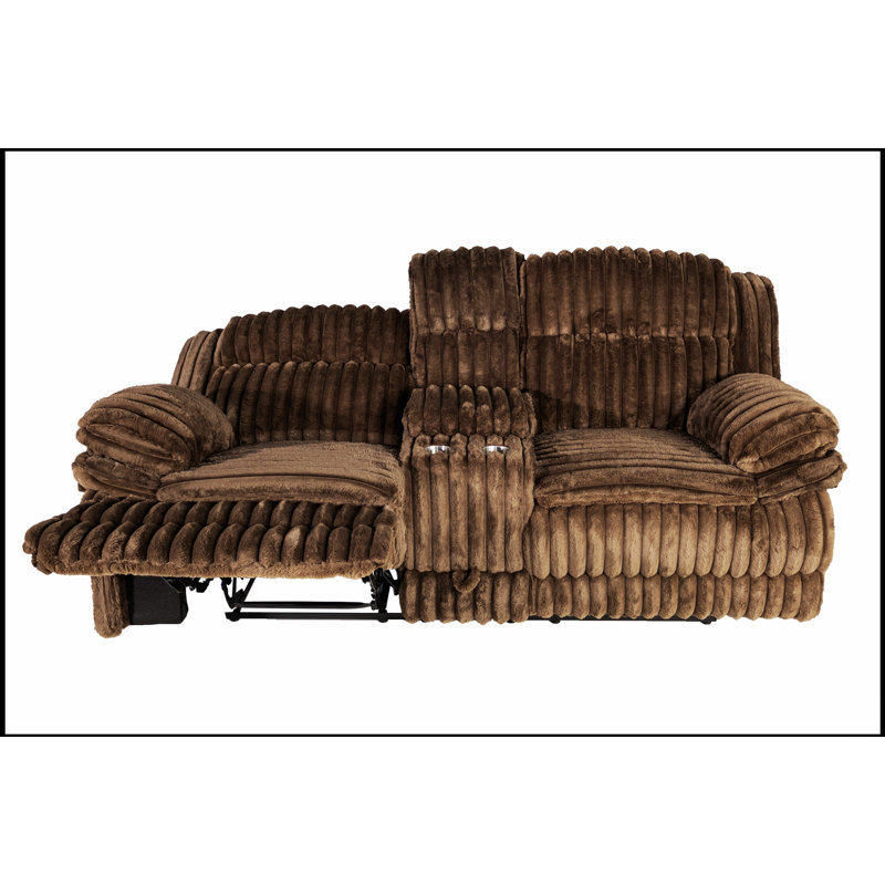 Causeuse inclinable en velours côtelé Living Room, Chocolat