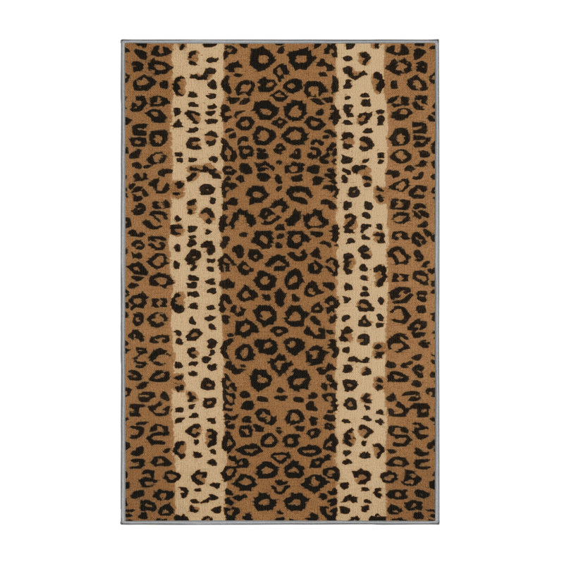  Tapis lavable de grands léopards de Chine du Nord, Rectangulaire 3 pi x 5 pi