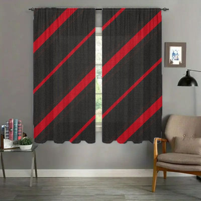 2Pcs Geometric Striped Curtains, Modern Abstract Pattern  Light Filtering Window Drapes For living bedroom Kitchen Rod Pocket,Privacy Home Decor