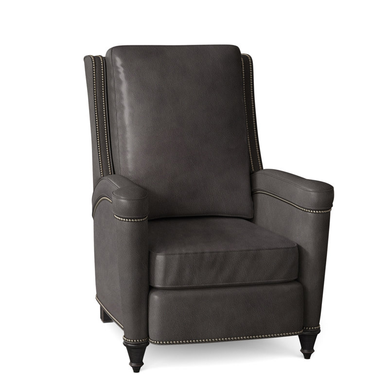 Mayes Recliner, Aline Light Gray Stonewash Genuine Leather, Plantation, Gunmetal