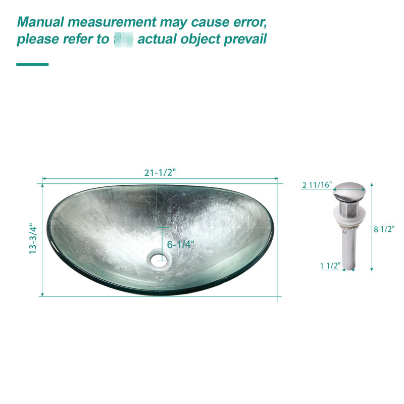 Récipient de salle de bain en verre trempé Silver Boat