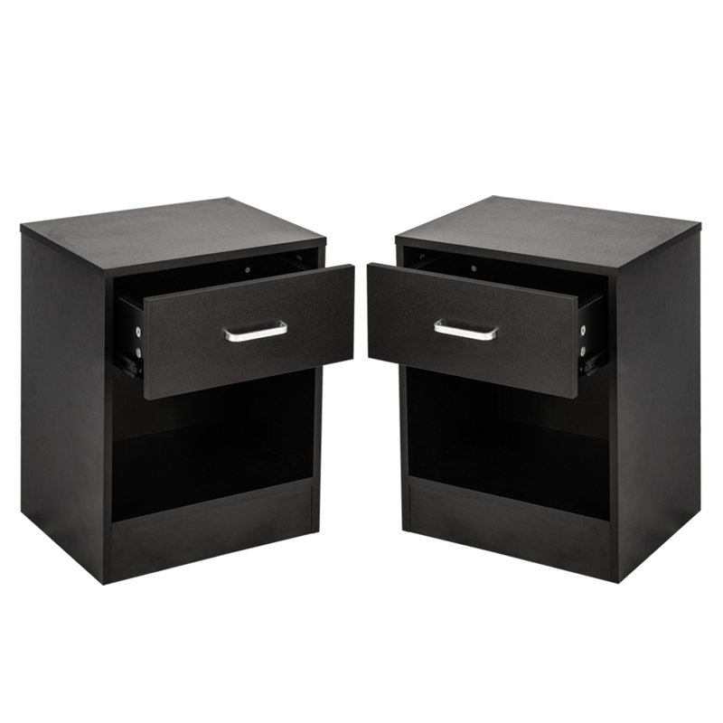 15.8" Wide Night Stand(Set of 2), Black