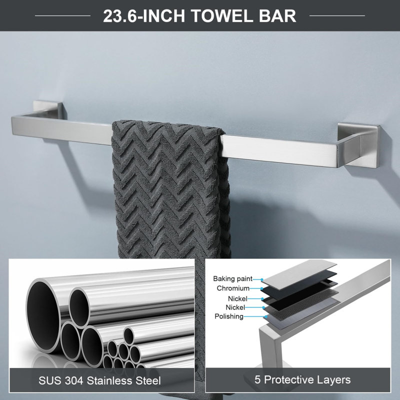 Brushed Nickel 5-Piece Bathroom Hardware Set