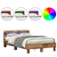 Vidaxl Wood Bed Frame with LED Durable-113970984-113970983