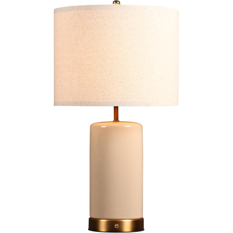 Classic Ceramic - Battery Powered Table Lamp, Rechargeable Cordless Ceramic Lamp, Full-Size 19.5 Inch Height, 4-Level Dimming, Smart Safety Protection, Type-C Fast Charging, LED Bulb Included