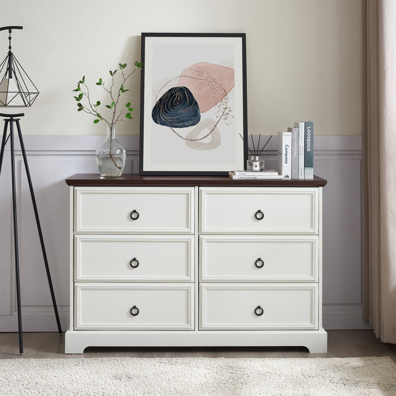Commode 6 tiroirs Modern Farmhouse, Blanc
