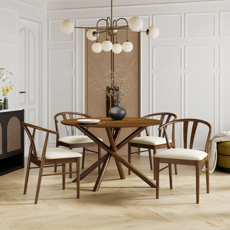 Ensemble de salle à manger 5 pièces Westwood, table ronde avec 4 chaises élégantes, finition noyer