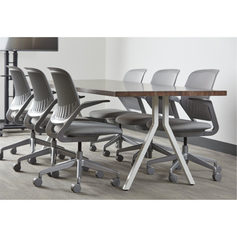 Strut Café Dining Height, White, Dark Brown Wood, 30"H x 84"L x 36"W