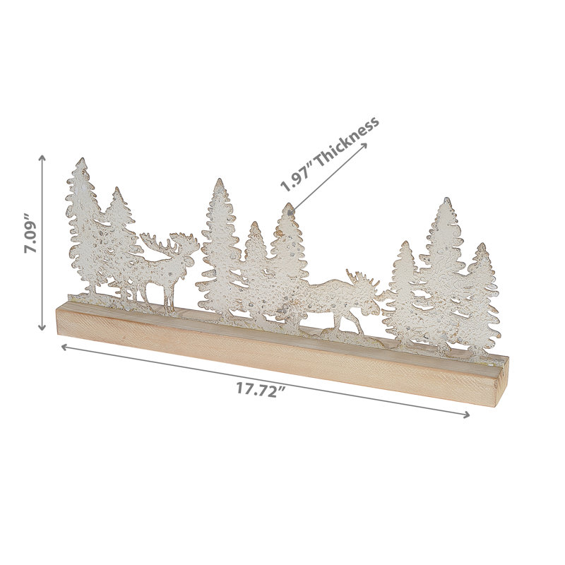 Décoration de table en bois et orignal blanc avec base en bois