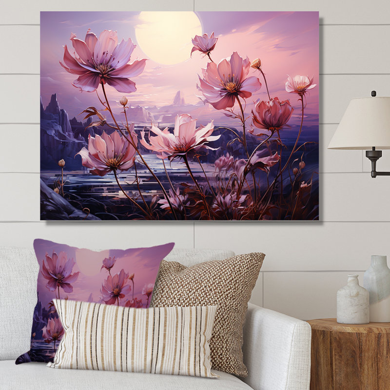 Harmonious Violet Flowers Field II sur impression sur toile, Toile tendue, H 16 po x l 32 po x P 0,5 po