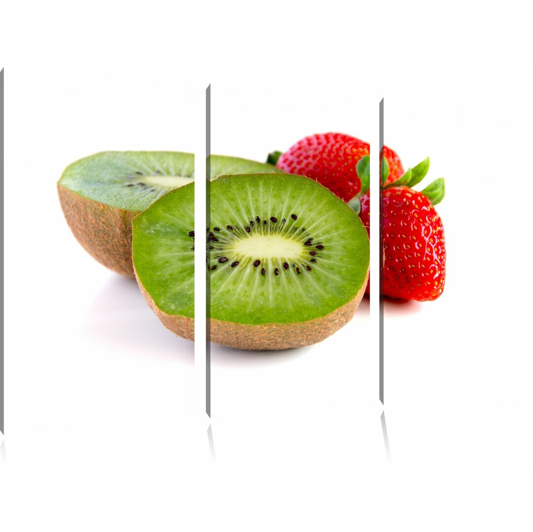 3-tlg. Leinwandbilder-Set „Kiwi und Erdbeeren“, Fotodruck