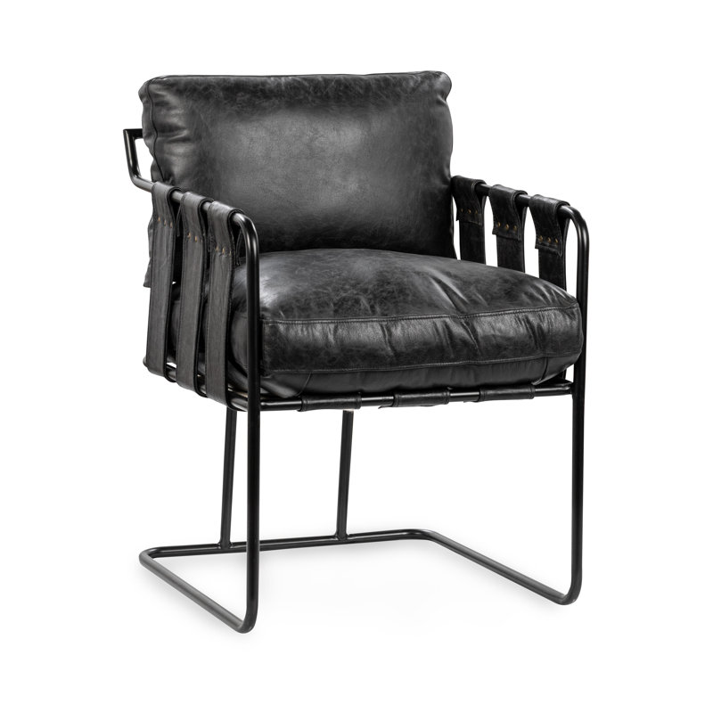 Strapling Leather Dining Chair, Black