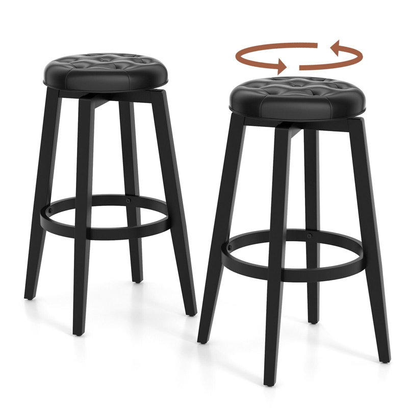 Sinquefield Swivel Upholstered Counter Stool, Black, 76cm