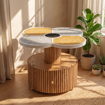 Table d'appoint Christopher Knight Home à 1 tiroir, motif trèfle à quatre feuilles, 60 cm L x 60 cm P x 43 cm H