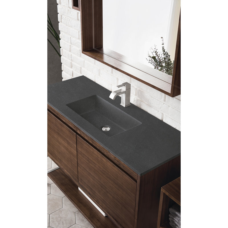 Mantova 47.25'' W Single Vanity, Glossy White/Champagne Brass, Charcoal Black