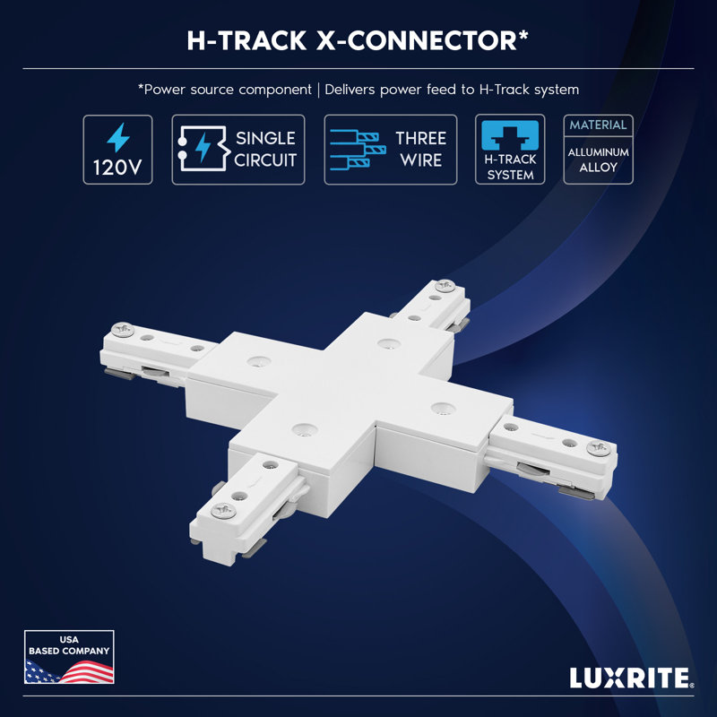 Connecteur en X pour rail d'éclairage Luxrite, Blanc