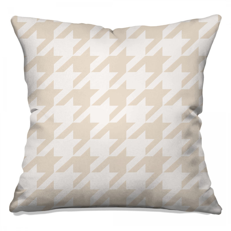 Beige Houndstooth Pattern Double Sided Throw Pillows, 20 x 20 inches