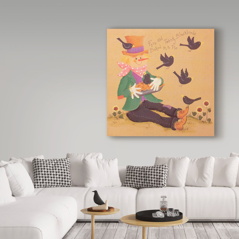« épouvantail mangeoire », art sur toile, H 14 po x l 14 po x P 2 po