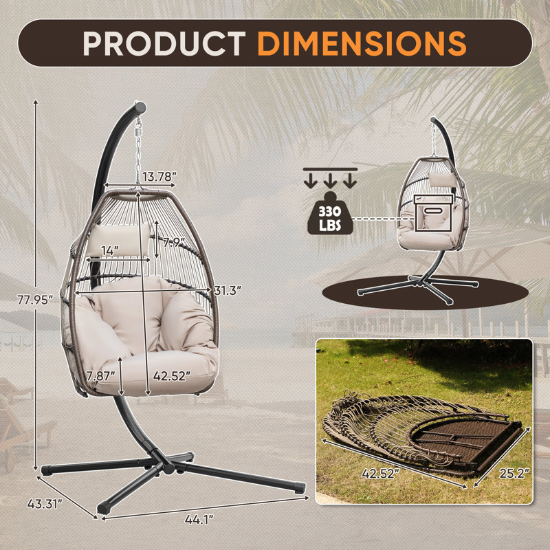 Colesen 1 Person Egg Chair with Stand, Beige