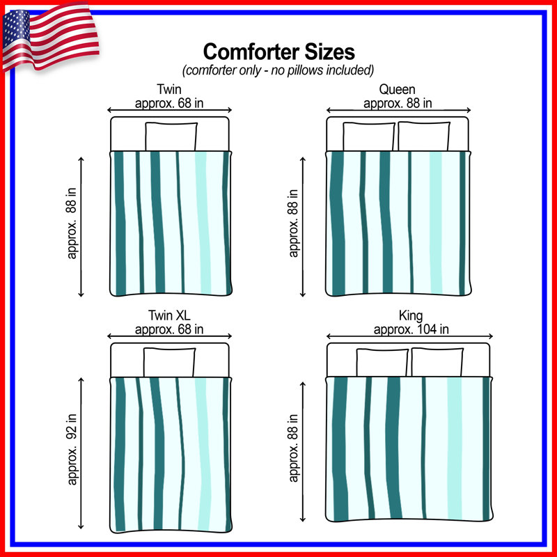 Blue Green Vertical Stripes Comforter, Twin Extra Long