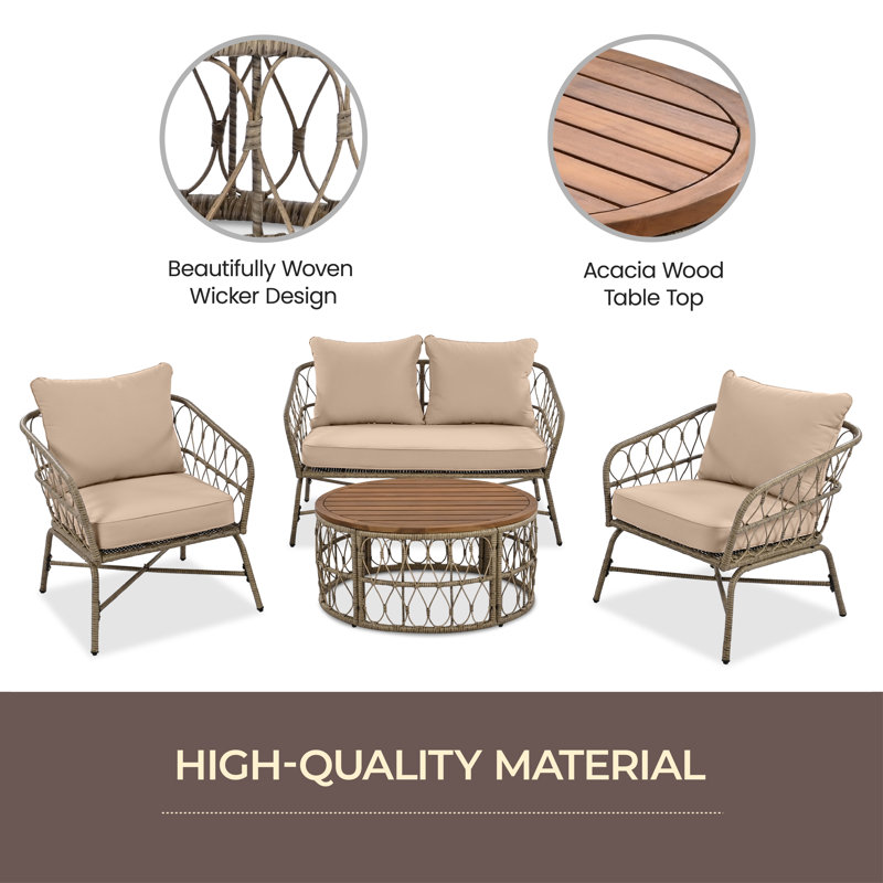 Annell 48.4'' Wicker Outdoor Patio Sectional Set