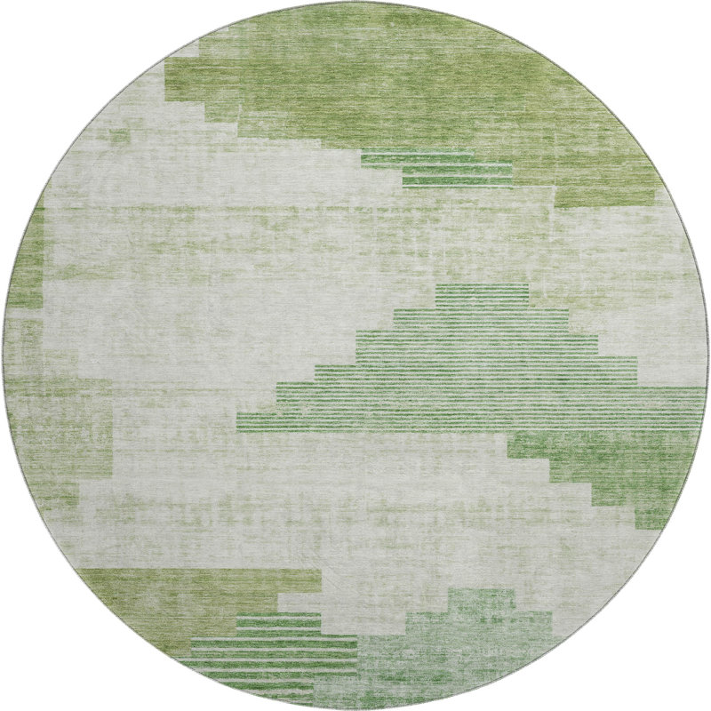 Tapis géométrique de qualité supérieure lavable à la machine Ashington AMF1829, Rond 8 pi