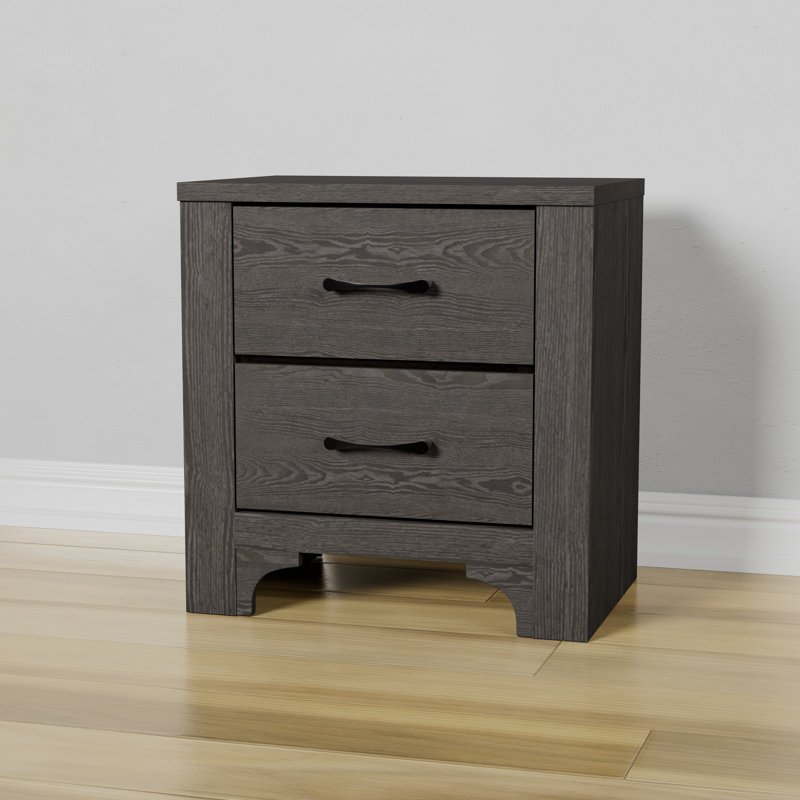 Ruggera 23" Wide Farmhouse 2-Drawer Nightstand in Gray with Dovetailed Drawers
