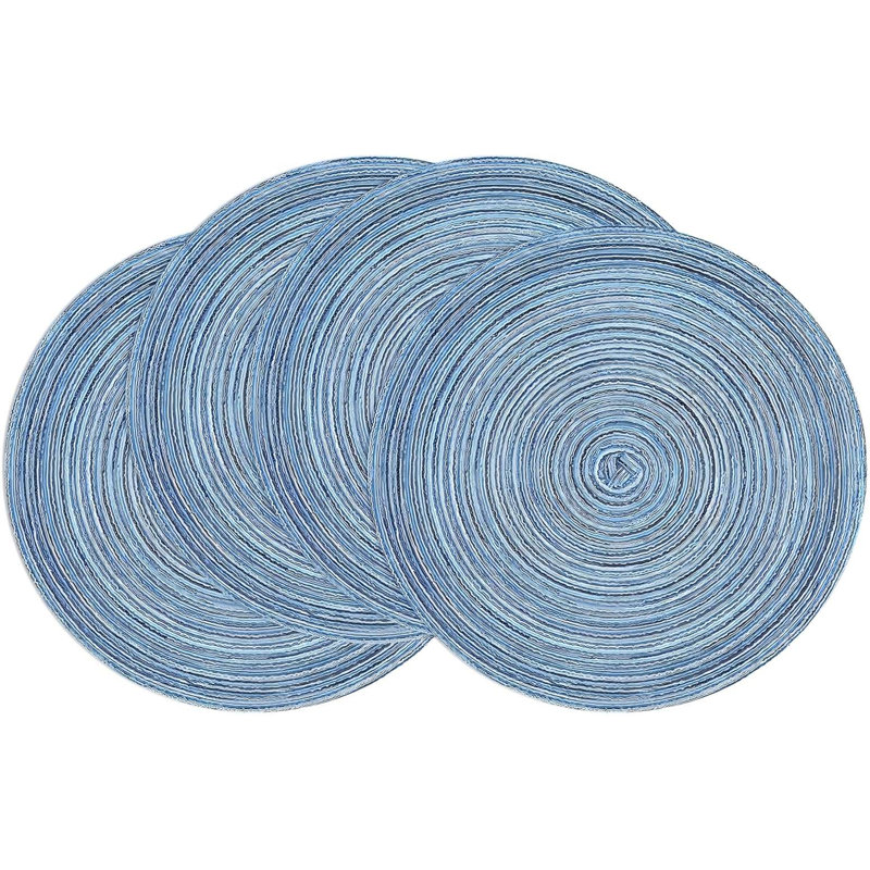 Ensemble de 4 napperons de table de salle à manger ronds tressés 15 po